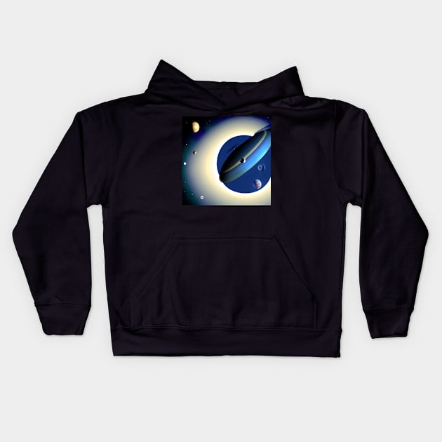 Futuristic Musical Instrument Flying Through Space. Kids Hoodie by Musical Art By Andrew